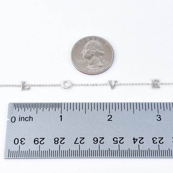 Vintage Italy Dyadema Sterling Silver 925 LOVE Letter Necklace 18" - Picture 4 of 5